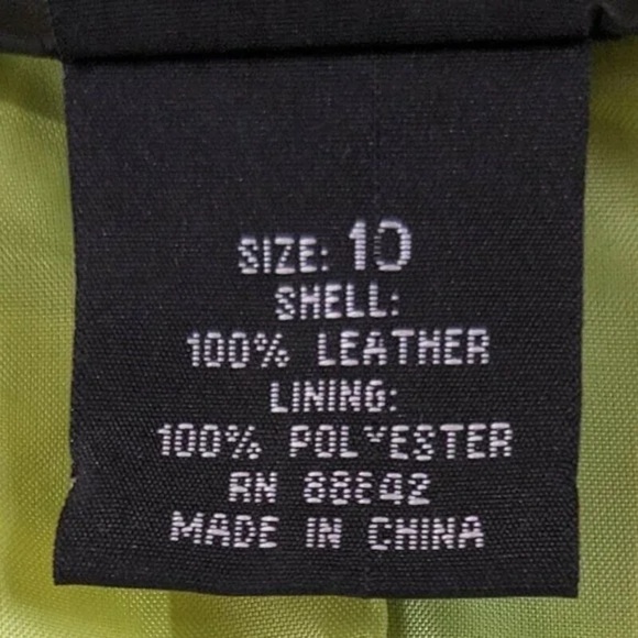 METROSTYLE Leather Jacket Blazer Lime Green Button Front Lined Size 10 Retro - Picture 12 of 13